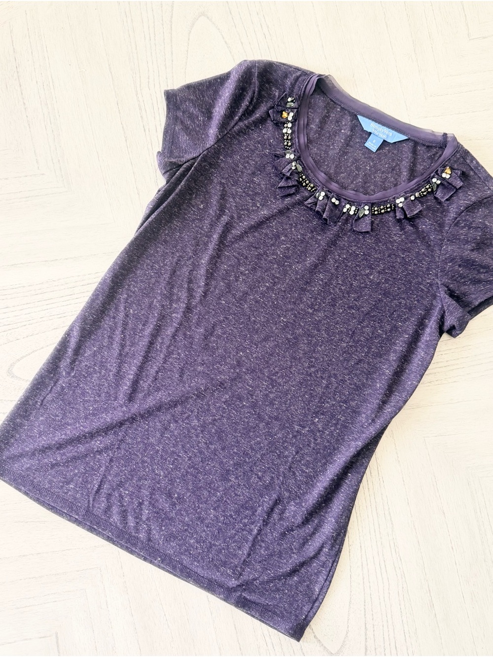 Simply Vera Vera Wang Purple Embellished Short-Sleeve Tee